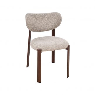 Eetkamerstoel Mika - Beige - Geweven - Walnoot Houtlook Metaal 180154234