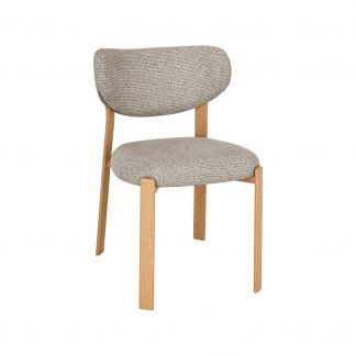 Eetkamerstoel Mika - Beige - Geweven - Naturel Houtlook Metaal 180154236