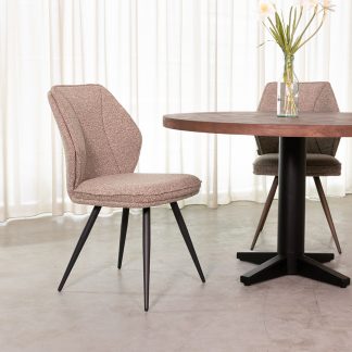 Eetkamerstoel Silvain - Mushroom - Boucle - Zwart Metalen Frame 180154334