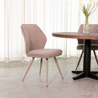 Eetkamerstoel Silvain - Mushroom - Boucle - Taupe Metalen Frame 180154347