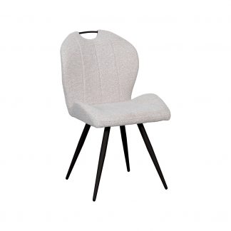 Eetkamerstoel Silly - Naturel - Boucle - Zwart Metalen Frame 180154351