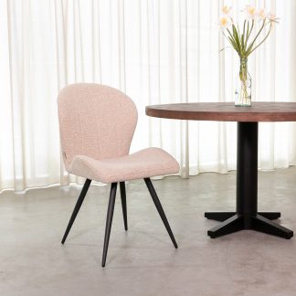 Eetkamerstoel Sil - Naturel - Boucle - Zwart Metalen Frame 180154354