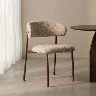 Eetkamerstoel Kaito - Beige - Geweven - Walnoot Houten Frame 180154224