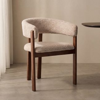 Eetkamerstoel Osaka - Beige - Geweven - Walnoot Houten Frame 180154283