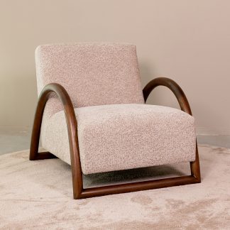 Fauteuil Viggo - Beige - Geweven - Walnoot Houten Frame 180154163