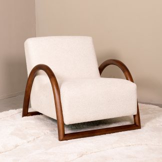 Fauteuil Viggo - Naturel - Geweven - Walnoot Houten Frame 180154164