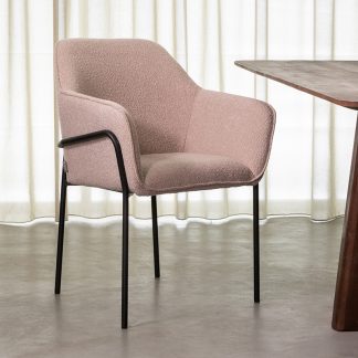 Eetkamerstoel Dexter - Naturel - Boucle - Zwart Metalen Frame 180122663