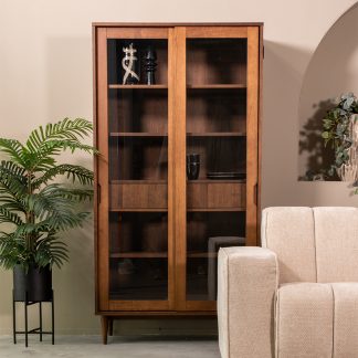 Vitrinekasten Jule - Walnoot - Eiken - One Size 180122484