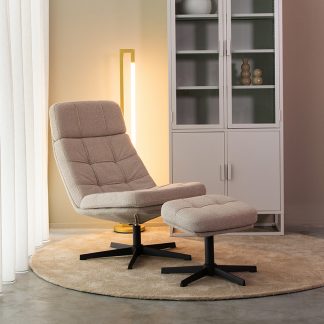 Fauteuil Alvar - Naturel - Boucle - Incl. Hocker 180122388