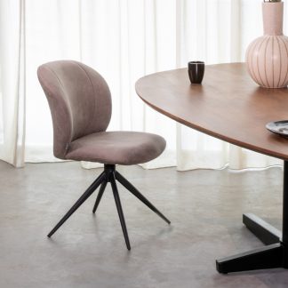 Eetkamerstoel Kimo - Taupe - Kunstleder - Zwart Metalen Frame 180122598