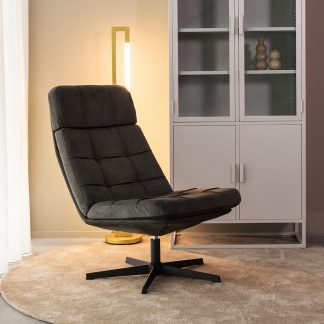 Fauteuil Alvar - Antraciet - Velvet - Excl. Hocker 180122340