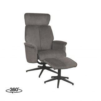 Fauteuil Verdal - Antraciet - Velvet - Incl. Hocker 180122334
