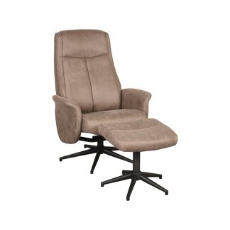Fauteuil Bergen - Mushroom - Kunstleder - Incl. Hocker 180122381