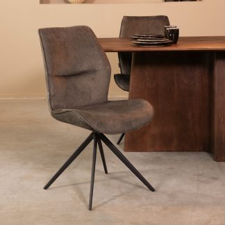 Eetkamerstoel Comfy - Antraciet - Velvet - Zwart Metalen Frame 180122343