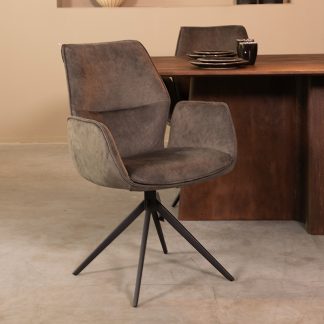 Eetkamerstoel Mellow - Antraciet - Velvet - Zwart Metalen Frame 180122364