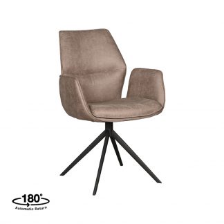 Eetkamerstoel Mellow - Taupe - Kunstleder - Zwart Metalen Frame 180122344