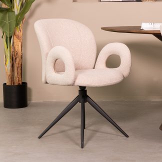 Eetkamerstoel Neo - Naturel - Boucle - Zwart Metalen Frame 180123024