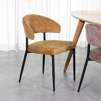 Eetkamerstoel Bliss - Mustard - Chenille - Zwart Metalen Frame 180123078