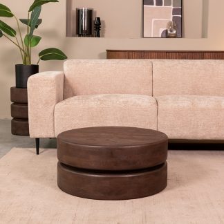 Salontafel Milly - Espresso - Mangohout - 70 cm - Rond 180123110