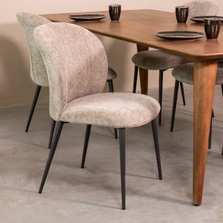 Eetkamerstoel Vino - Stone - Chenille - Zwart Metalen Frame 180123096