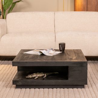 Salontafel Square - Zwart - Mangohout - 80 cm 18011350