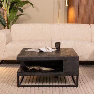 Salontafel Cube - Zwart - Mangohout - 80 cm 18011351