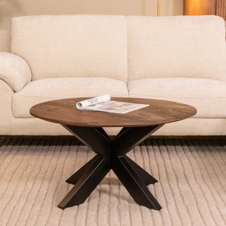 Salontafel Otis - Espresso - Mangohout - 80 cm - Rond 18011338