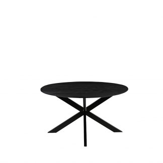 Eetkamertafel Otis - Zwart - Mangohout - 130 cm - Rond 18011343