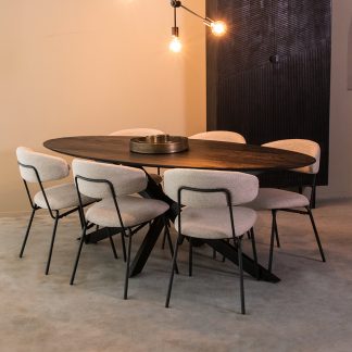 Eetkamertafel James - Zwart - Mangohout - 240 cm - Ovaal 18011468