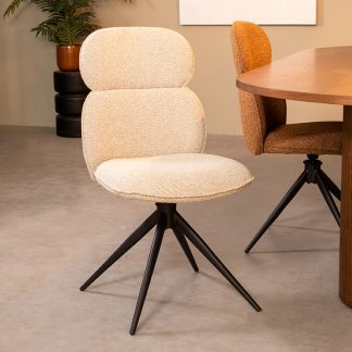 Eetkamerstoel Finn - Naturel - Boucle - Zwart Metalen Frame 180100252