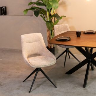 Eetkamerstoel Marlow - Clay - Chenille - Zwart Metalen Frame 18099350