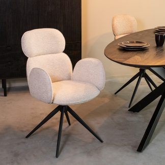 Eetkamerstoel Vidar - Naturel - Boucle - Zwart Metalen Frame 180100289