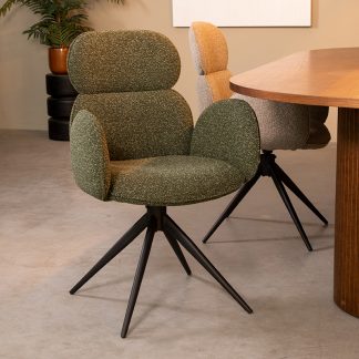 Eetkamerstoel Vidar - Forest - Boucle - Zwart Metalen Frame 180100261