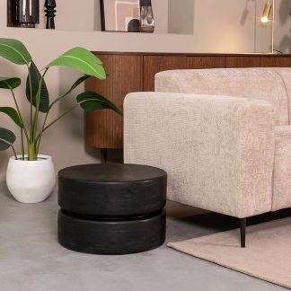 Salontafel Milly - Zwart - Mangohout - 50 cm - Rond 18010074