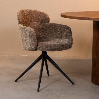 Eetkamerstoel Levi - Hunter - Chenille - Zwart Metalen Frame 180100131