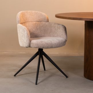 Eetkamerstoel Levi - Clay - Chenille - Zwart Metalen Frame 180100346