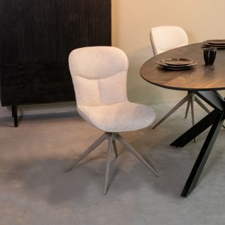 Eetkamerstoel Thorben - Naturel - Geweven - Taupe Metalen Frame 180100391