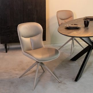 Eetkamerstoel Thorben - Forest - Kunstleder - Taupe Metalen Frame 180100327