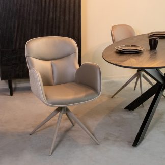 Eetkamerstoel Lasse - Forest - Kunstleder - Taupe Metalen Frame 180100394