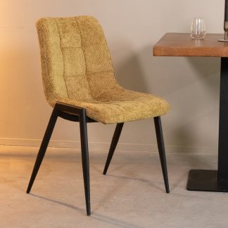 Eetkamerstoel Noor - Mustard - Chenille - Zwart Metalen Frame 180100008