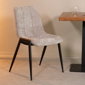 Eetkamerstoel Noor - Stone - Chenille - Zwart Metalen Frame 180100010
