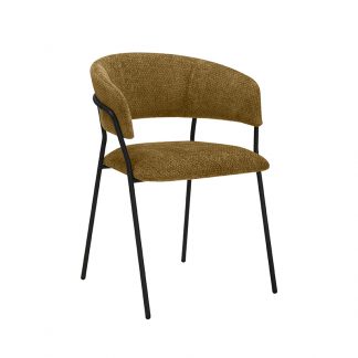 Eetkamerstoel Luuk - Mustard - Chenille - Zwart Metalen Frame 18010067