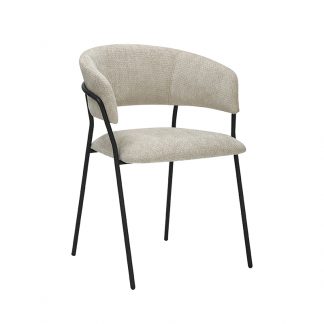 Eetkamerstoel Luuk - Naturel - Chenille - Zwart Metalen Frame 180100006
