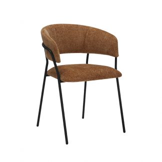 Eetkamerstoel Luuk - Cognac - Chenille - Zwart Metalen Frame 180100114