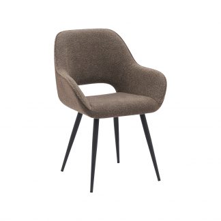Eetkamerstoel Fer - Bruin - Boucle - Zwart Metalen Frame 180122954