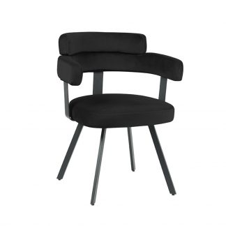 Eetkamerstoel Bardio - Zwart - Velvet - Zwart Metalen Frame 180122383