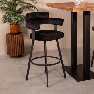 Barkruk Bardio - Zwart - Fluweel - Hoog 180122374
