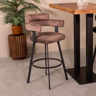 Barkruk Bardio - Taupe - Fluweel - Hoog 180123034