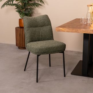 Eetkamerstoel Lennon - Forest - Boucle - Zwart Metalen Frame 180122858