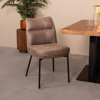 Eetkamerstoel Lennon - Taupe - Kunstleder - Zwart Metalen Frame 180122857